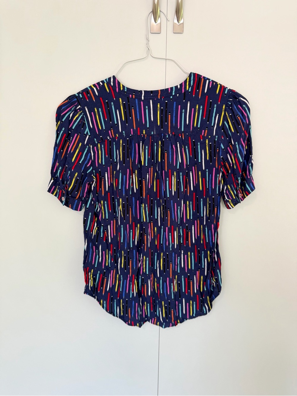 ANTHROPOLOGIE Colloquial 2 of 52 Conversations Blouse Colorful Pencil Crayons - Picture 4 of 9